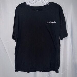 PINK Victoria's Secret Black Tee with White Logo